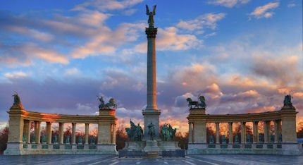 Sunrise at Heroes' Square, Budapest